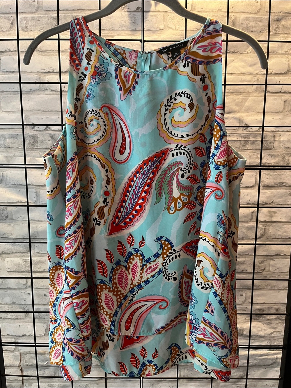 Zac & Rachel paisley Print Sleeveless Top - Light Aqua colorful Medium